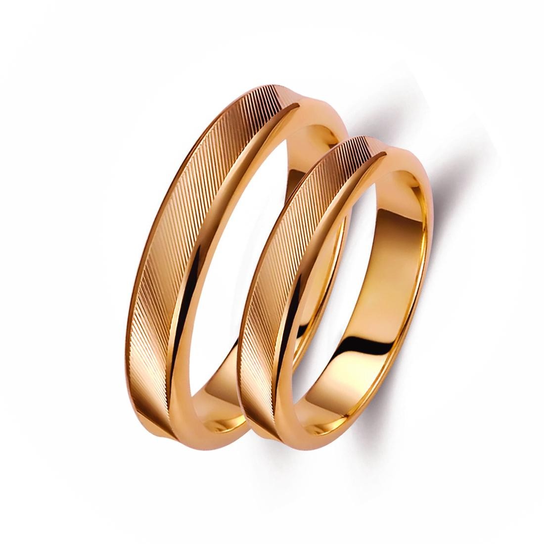 Ζευγάρι βέρες ροζ χρυσό 14 καρατίων. Σχέδιο 041p-pa 