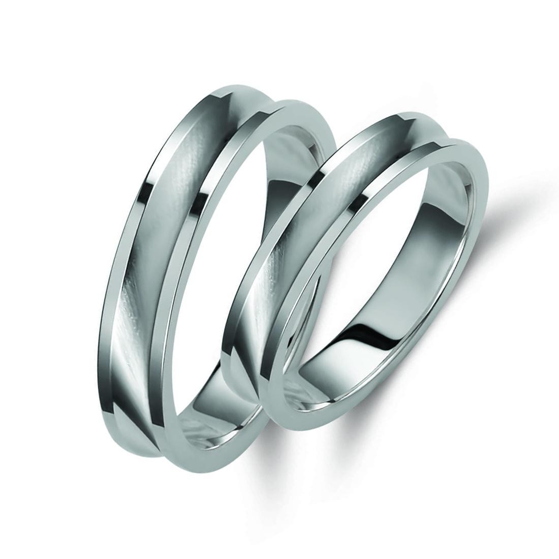 Ζευγάρι βέρες λευκόχρυσες 18 καρατίων. Σχέδιο 063b-ba 