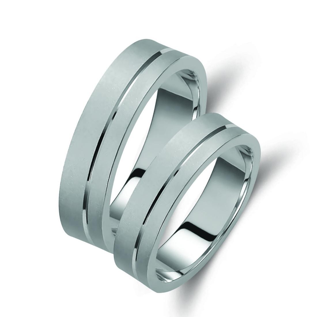 Ζευγάρι βέρες λευκόχρυσες 14 καρατίων. Σχέδιο 111b-ba 