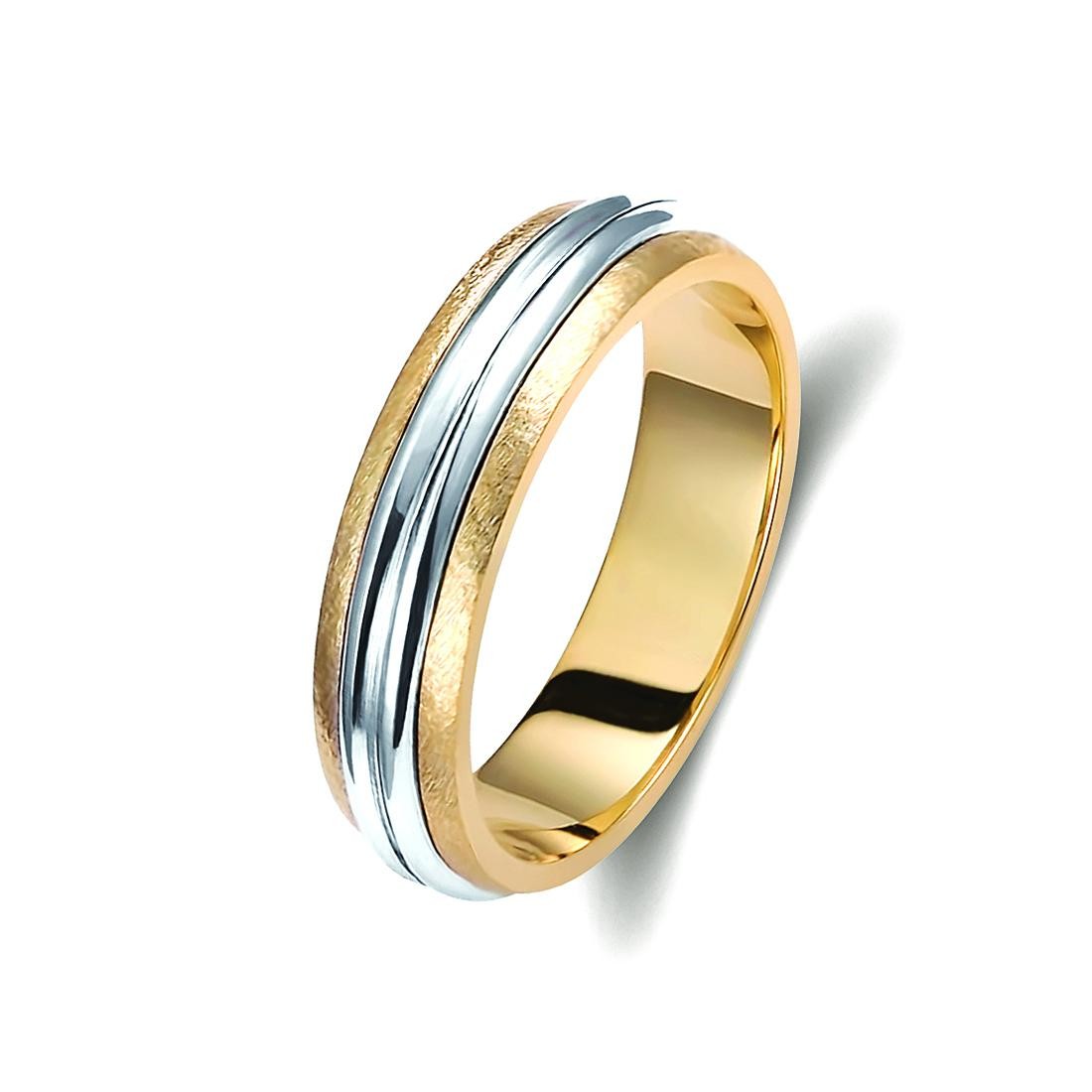 Ζευγάρι βέρες δίχρωμες χρυσό και λευκόχρυσο 14 καρατίων.Σχέδιο 160a-aa