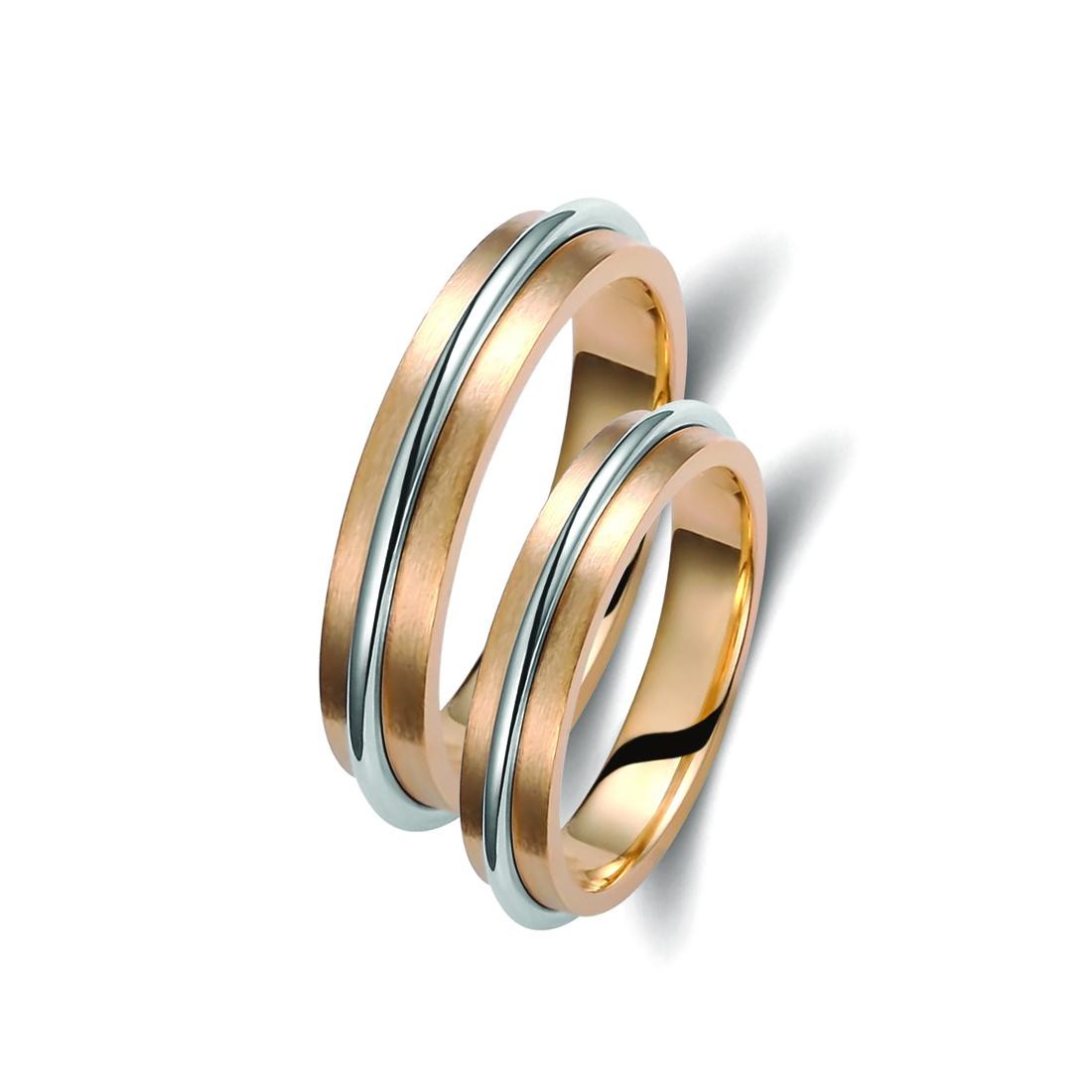 Ζευγάρι βέρες δίχρωμες χρυσό και λευκόχρυσο 14 καρατίων.Σχέδιο 210p-pa