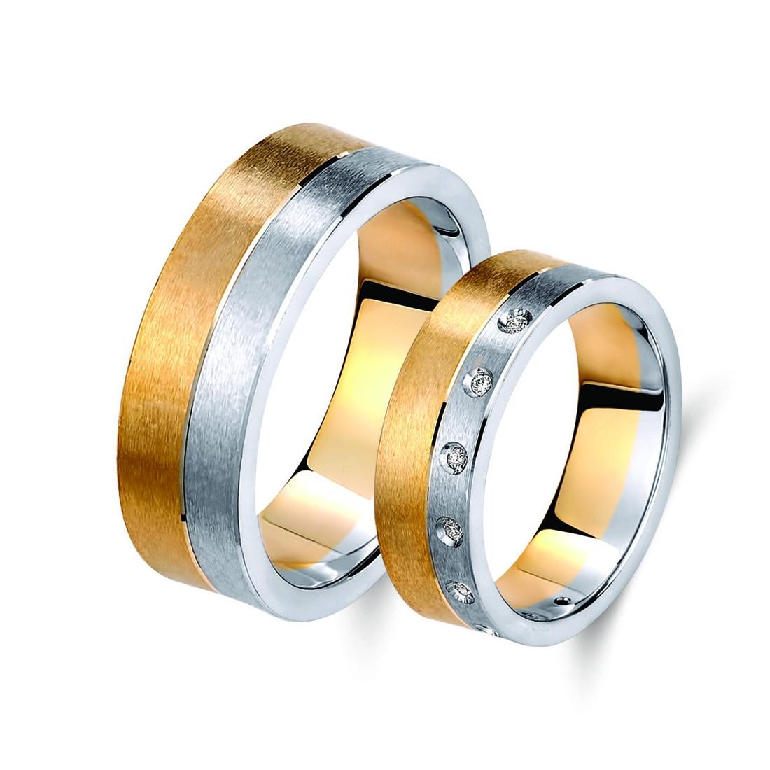 Ζευγάρι βέρες δίχρωμες χρυσό και λευκόχρυσο 14 καρατίων.Σχέδιο 248a-aa