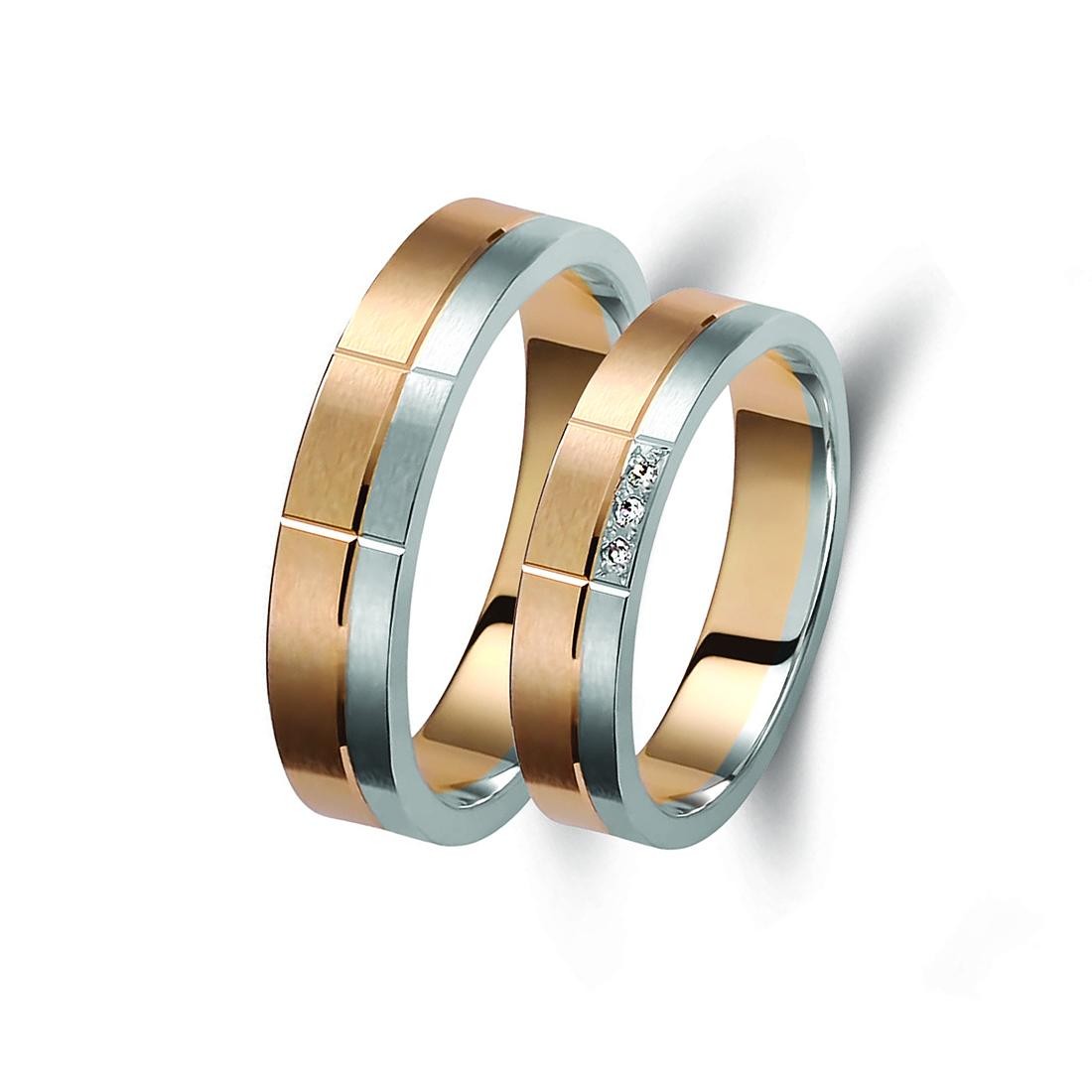 Ζευγάρι βέρες δίχρωμες χρυσό και λευκόχρυσο 14 καρατίων.Σχέδιο 311p-pa