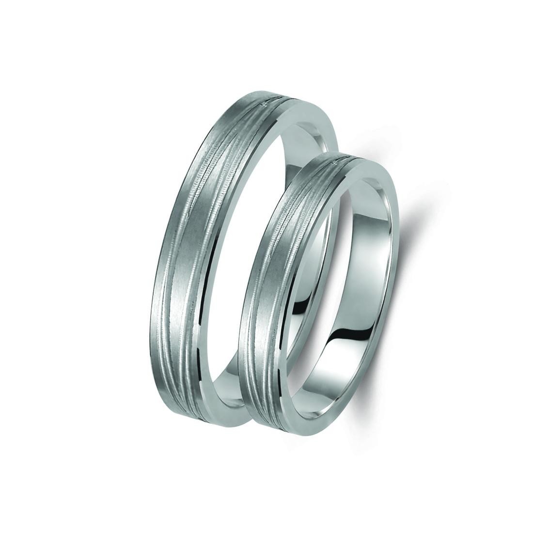 Ζευγάρι βέρες λευκόχρυσες 14 καρατίων. Σχέδιο 354b-ba 