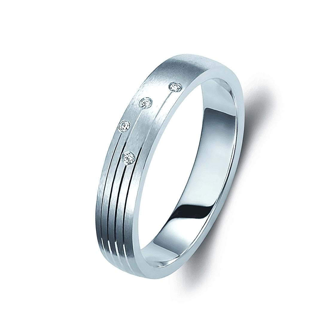 Ζευγάρι βέρες λευκόχρυσες 14 καρατίων, η γυναικεία με πέτρα ζιργκόν. Σχέδιο 345b-ba 