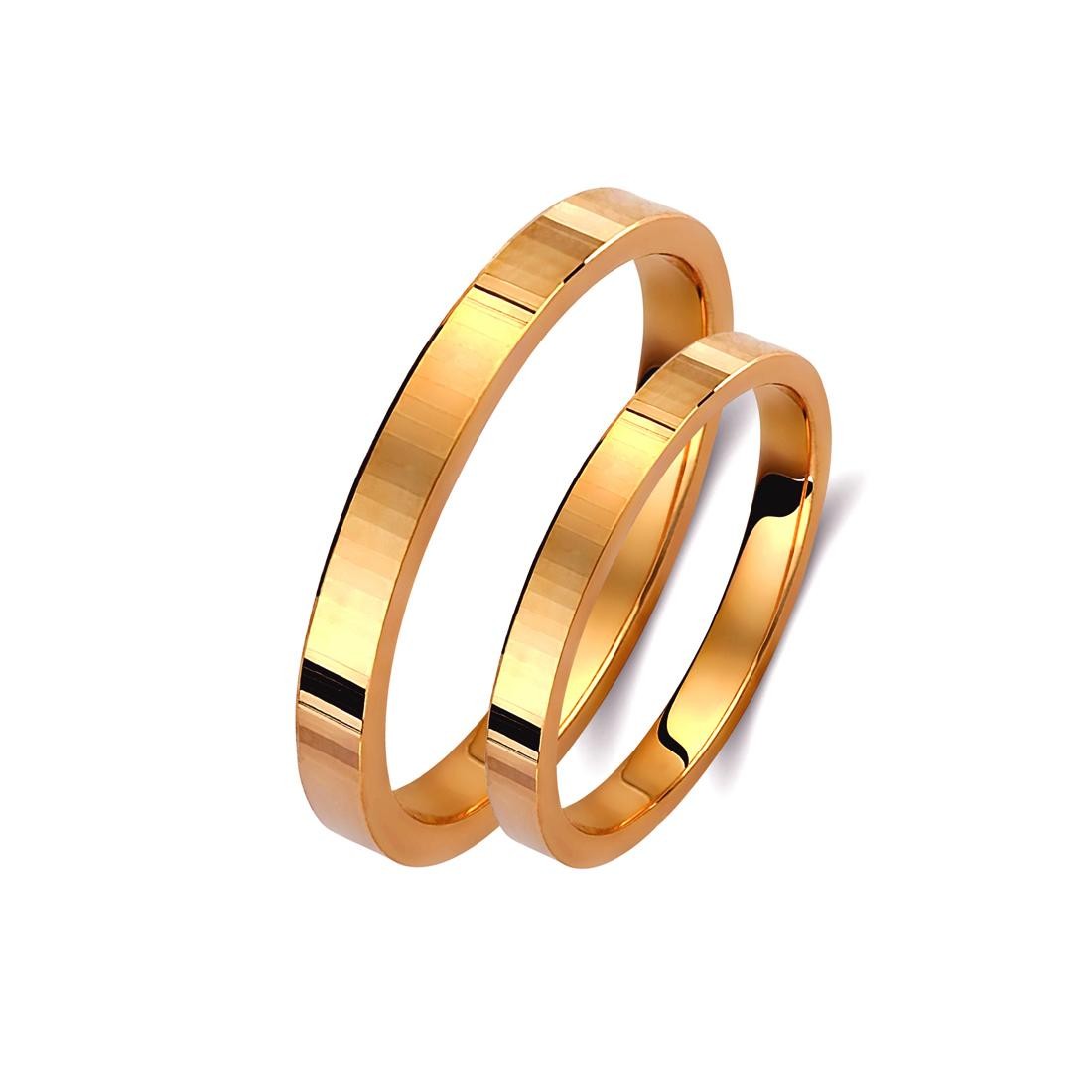 Ζευγάρι βέρες ροζ χρυσό 14 καρατίων. Σχέδιο 404p-pa 