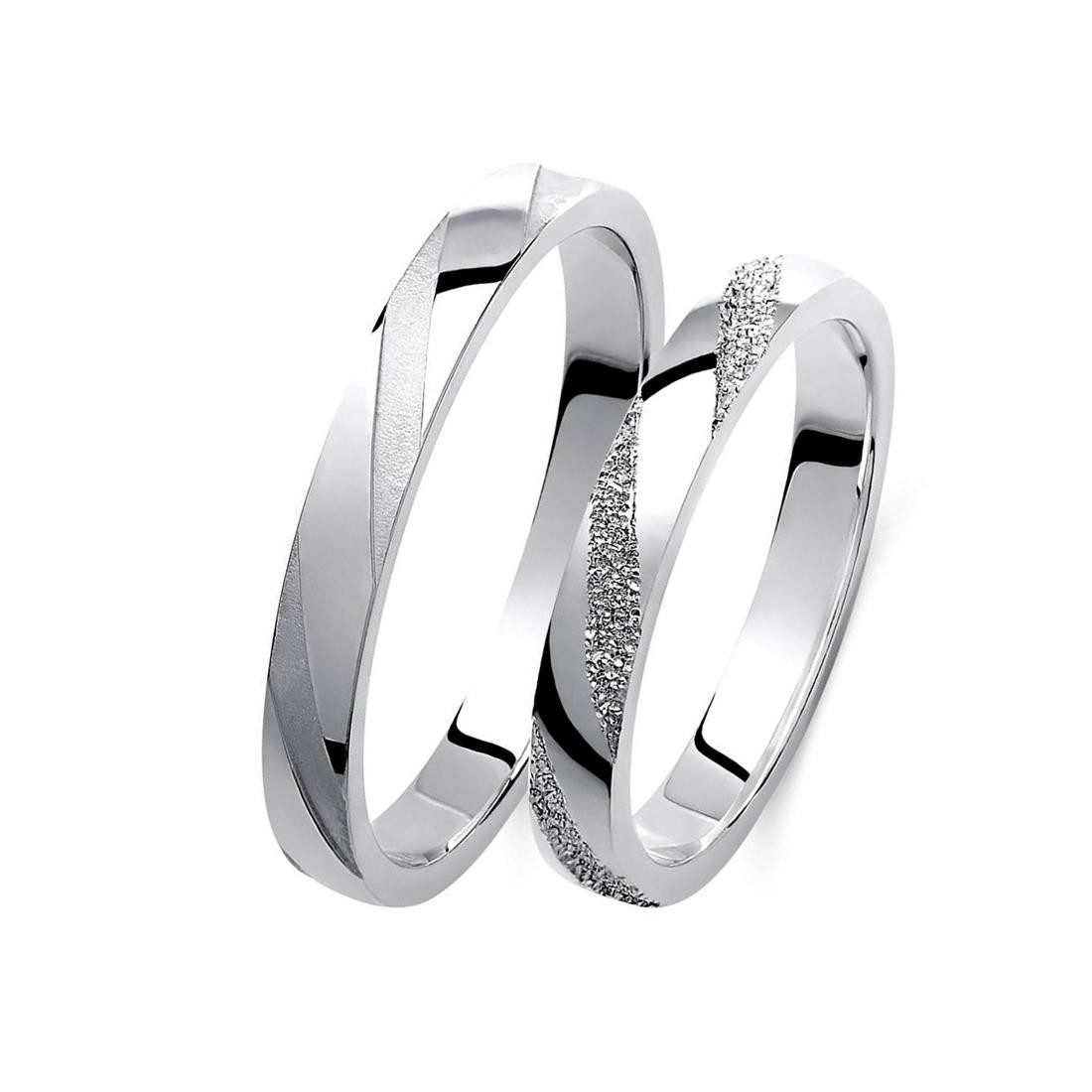 Ζευγάρι βέρες λευκόχρυσες 14 καρατίων. Σχέδιο 422b-ba