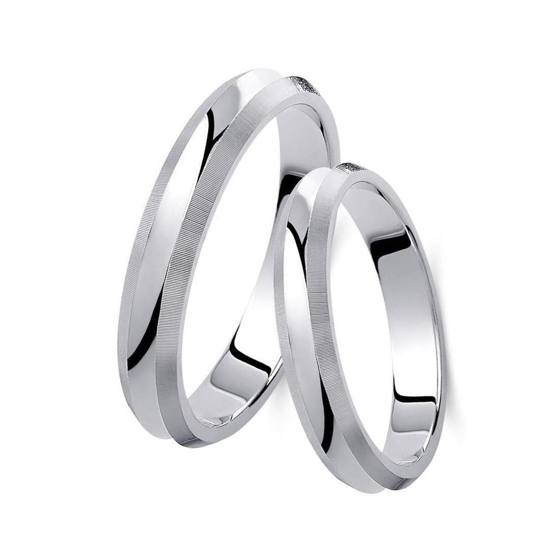 Ζευγάρι βέρες λευκόχρυσες 14 καρατίων. Σχέδιο 447b-ba