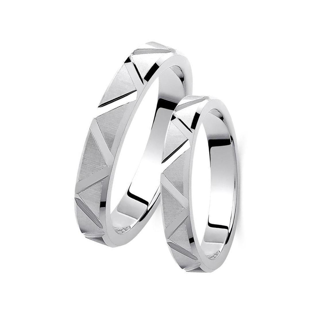 Ζευγάρι βέρες λευκόχρυσες 14 καρατίων. Σχέδιο 448b-ba