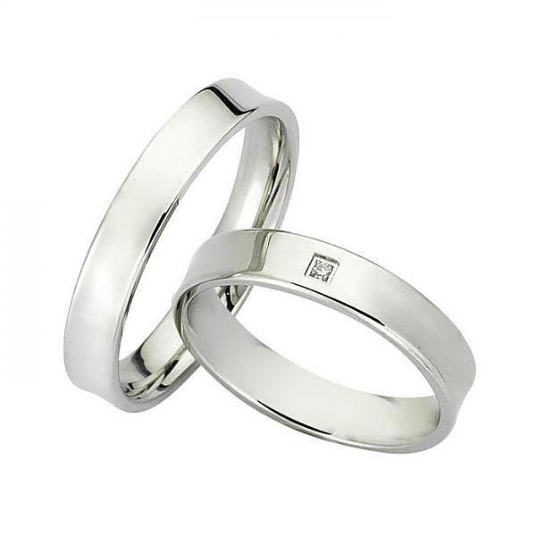 Ζευγάρι βέρες Bonise, λευκόχρυσες 14 καρατίων, η γυναικεία με πέτρα ζιργκόν. Σχέδιο wd6940ba 