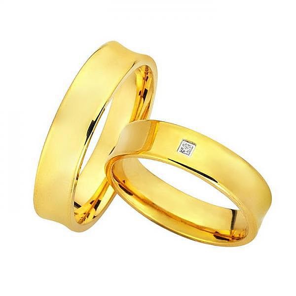 Ζευγάρι βέρες Bonise, χρυσές 14 καρατίων. Σχέδιο wd6950ga 