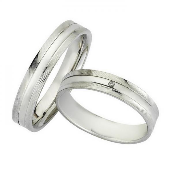 Ζευγάρι βέρες Bonise, λευκόχρυσες 14 καρατίων. Σχέδιο wd239842bk 