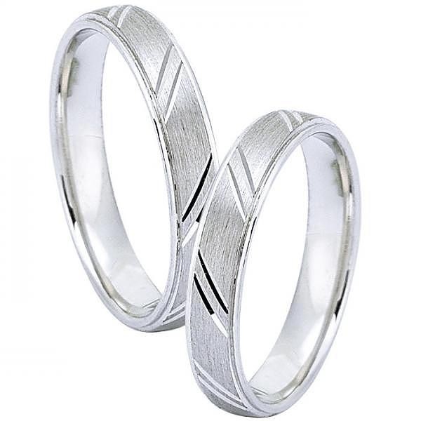 Ζευγάρι βέρες Dekagold, λευκόχρυσες 14 καρατίων. Σχέδιο gd226-b2208