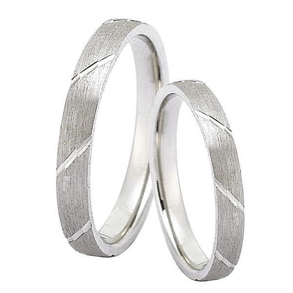 Ζευγάρι βέρες Dekagold, λευκόχρυσες 14 καρατίων. Σχέδιο gd226-g2164 