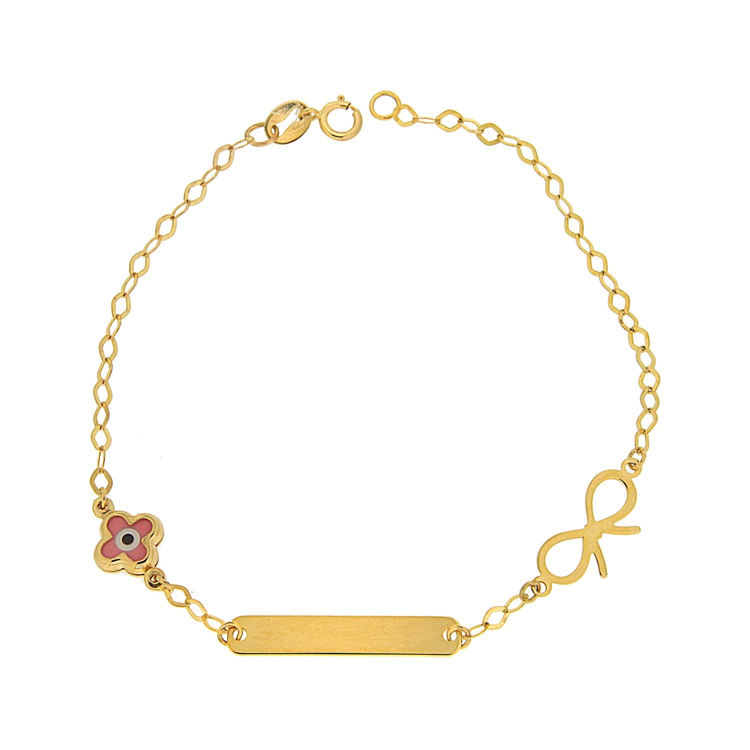 Ταυτότητα χρυσή μάτι ροζ σε σταυρό και κορδέλα K14