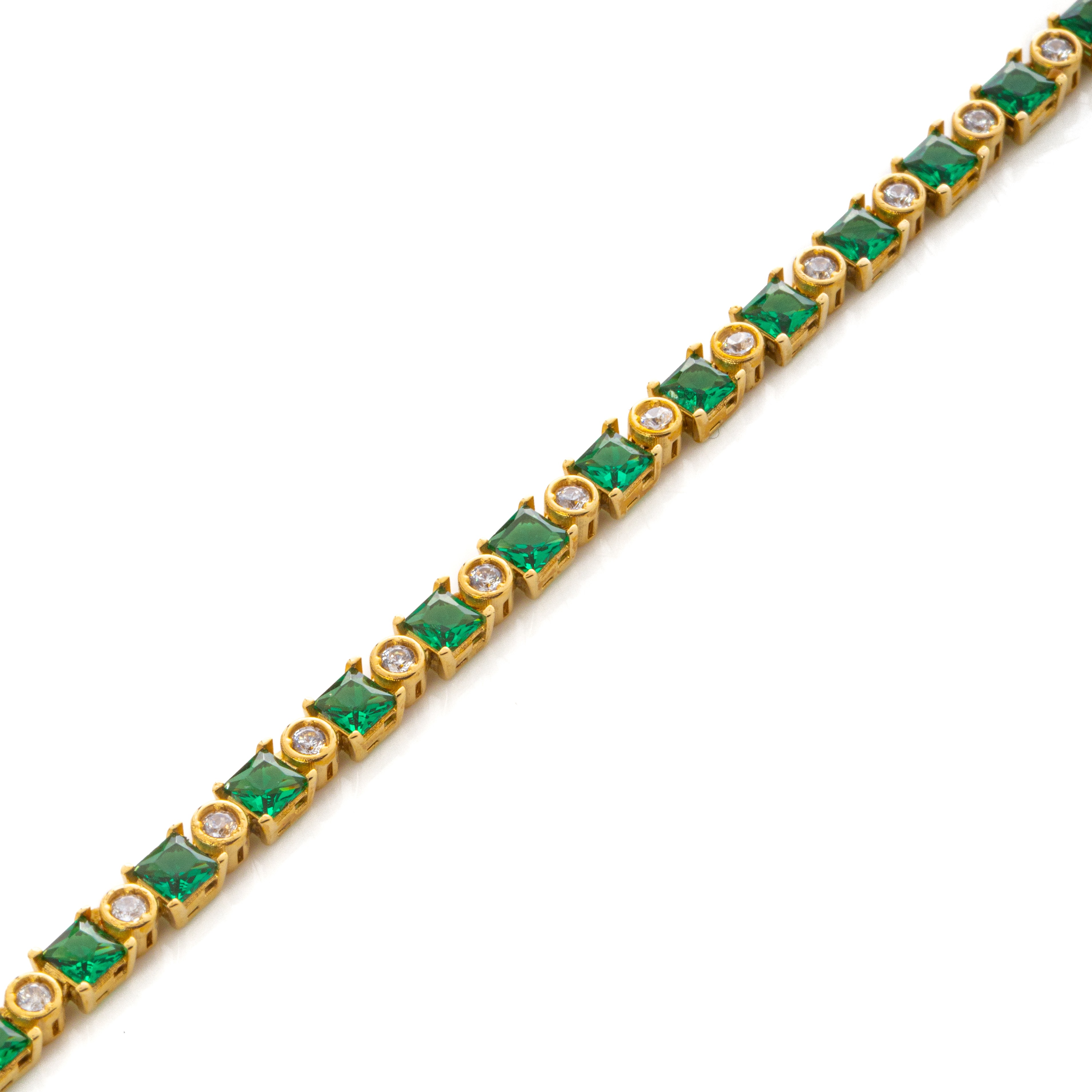 Βραχιόλι ριβιέρα Κ14 με πράσινες πέτρες