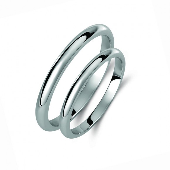 Ζευγάρι βέρες λευκόχρυσες 14 καρατίων. Σχέδιο 001b-ba