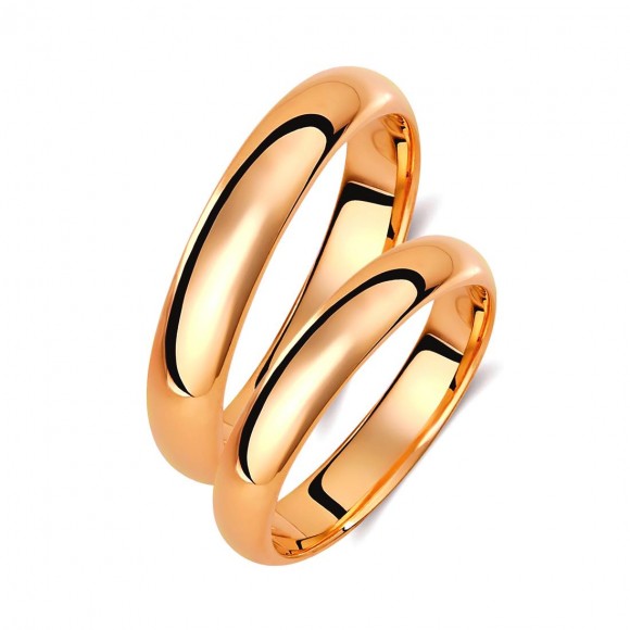 Ζευγάρι βέρες ροζ χρυσό 14 καρατίων. Σχέδιο 005p-pa 