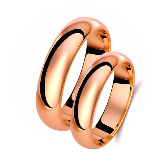 Ζευγάρι βέρες ροζ χρυσό 14 καρατίων. Σχέδιο 007p-pa 