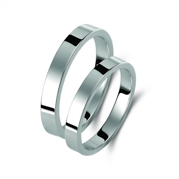 Ζευγάρι βέρες λευκόχρυσες 14 καρατίων. Σχέδιο 010b-ba 