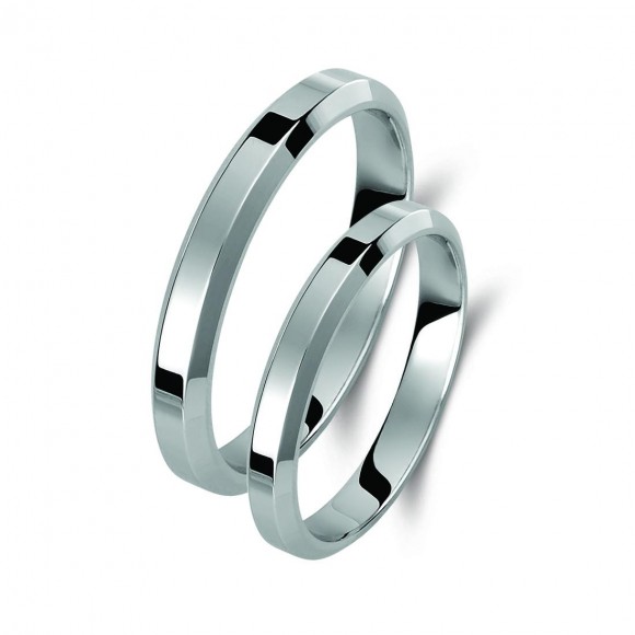 Ζευγάρι βέρες λευκόχρυσες 14 καρατίων. Σχέδιο 015b-ba