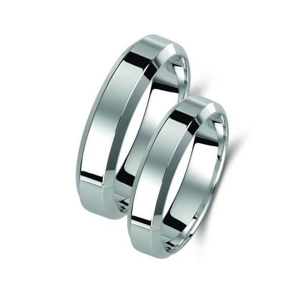 Ζευγάρι βέρες λευκόχρυσες 14 καρατίων. Σχέδιο 016b-ba 