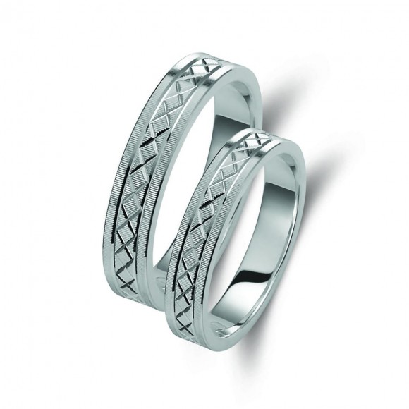 Ζευγάρι βέρες λευκόχρυσες 14 καρατίων. Σχέδιο 027b-ba