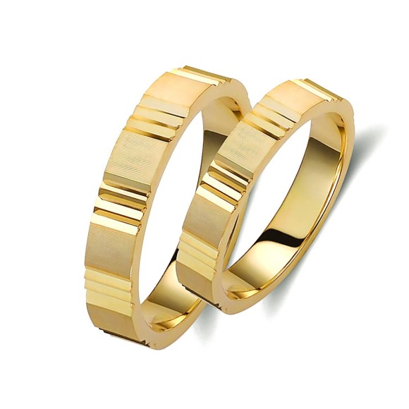 Ζευγάρι βέρες χρυσές 14 καρατίων. Σχέδιο 033c-ca  