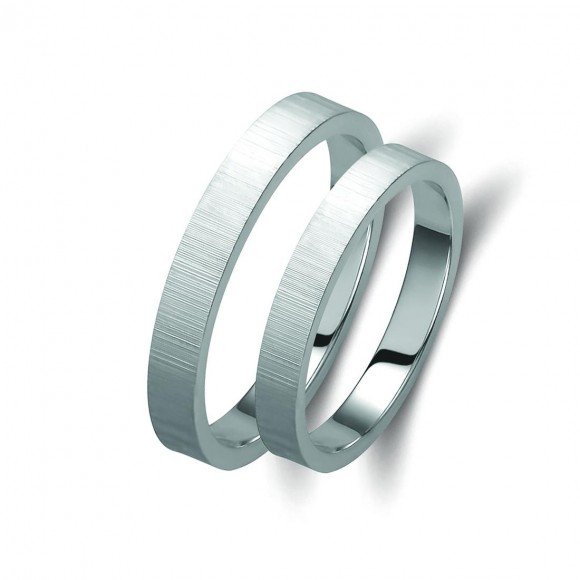 Ζευγάρι βέρες λευκόχρυσες 14 καρατίων. Σχέδιο 046b-ba 