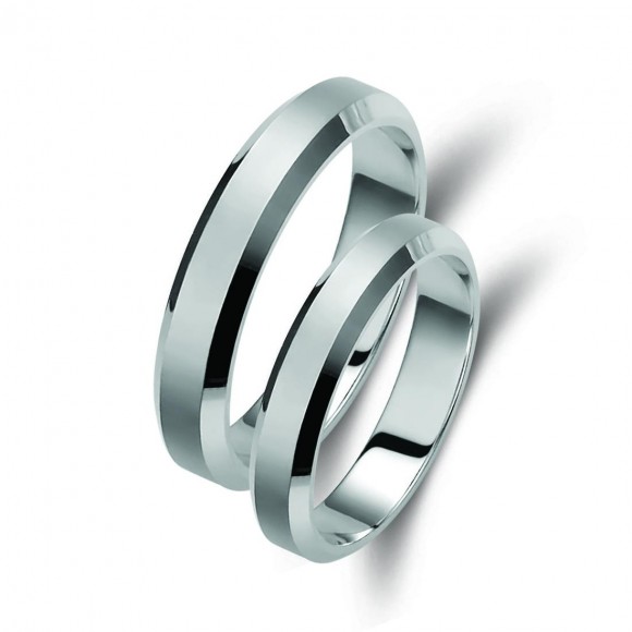 Ζευγάρι βέρες λευκόχρυσες 14 καρατίων. Σχέδιο 094b-ba 