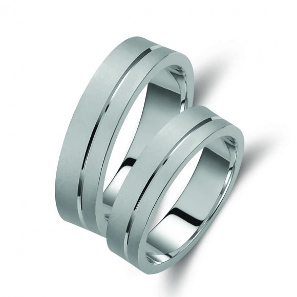 Ζευγάρι βέρες λευκόχρυσες 14 καρατίων. Σχέδιο 111b-ba 