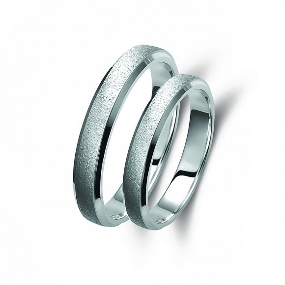 Ζευγάρι βέρες λευκόχρυσες 14 καρατίων. Σχέδιο 117b-ba