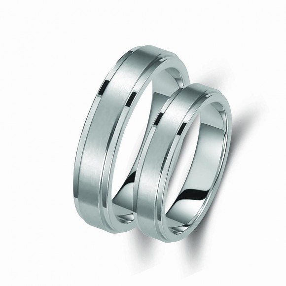 Ζευγάρι βέρες λευκόχρυσες 14 καρατίων. Σχέδιο 121b-ba 