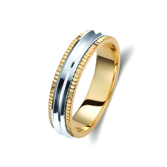 Ζευγάρι βέρες δίχρωμες χρυσό και λευκόχρυσο 14 καρατίων.Σχέδιο 132a-aa