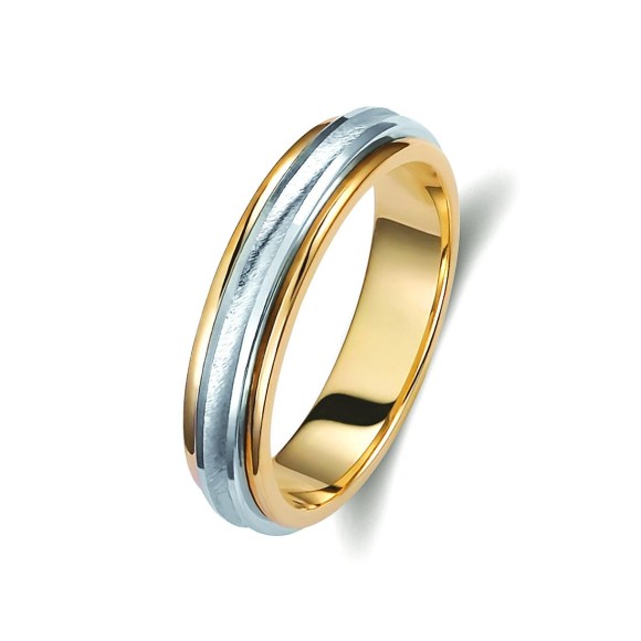 Ζευγάρι βέρες δίχρωμες χρυσό και λευκόχρυσο 14 καρατίων.Σχέδιο 149a-aa