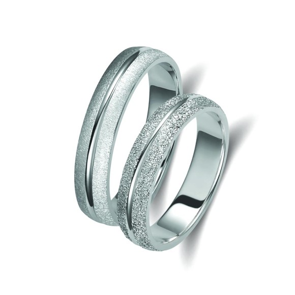 Ζευγάρι βέρες λευκόχρυσες 14 καρατίων. Σχέδιο 153b-ba 