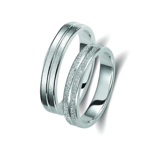 Ζευγάρι βέρες λευκόχρυσες 14 καρατίων. Σχέδιο 173b-ba