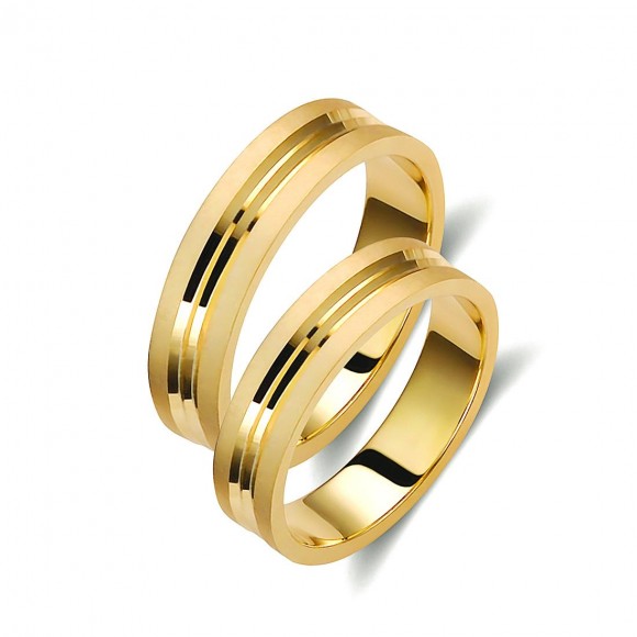 Ζευγάρι βέρες χρυσές 14 καρατίων. Σχέδιο 182c-ca