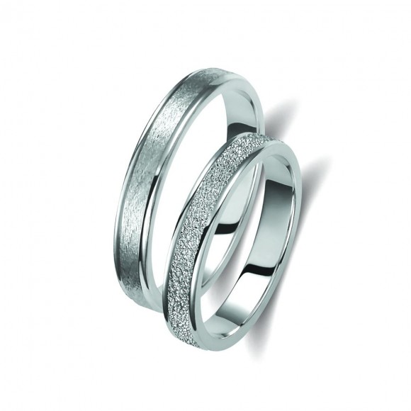 Ζευγάρι βέρες λευκόχρυσες 18 καρατίων. Σχέδιο 184b-ba