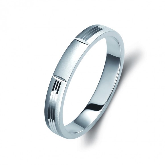 Ζευγάρι βέρες λευκόχρυσες 8 καρατίων, η γυναικεία χωρίς πέτρα. Σχέδιο 0335b-bak8s