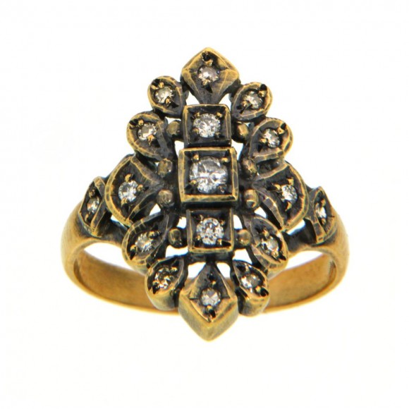 Δαχτυλίδι αντικέ - vintage με διαμάντια 18 καρατίων (κ750)