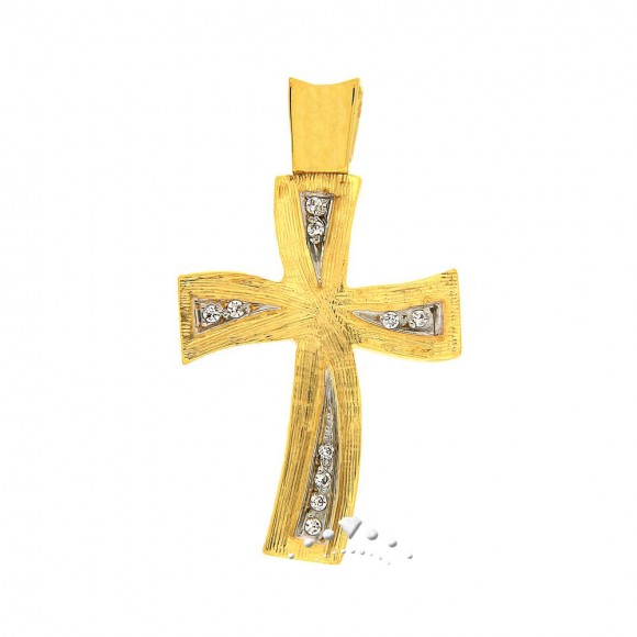 Σταυρός χρυσός ice mat Κ14 με ζιργκόν
