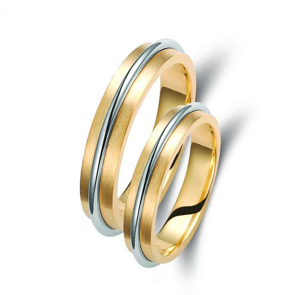 Ζευγάρι βέρες δίχρωμες χρυσό και λευκόχρυσο 14 καρατίων.Σχέδιο 210a-aa