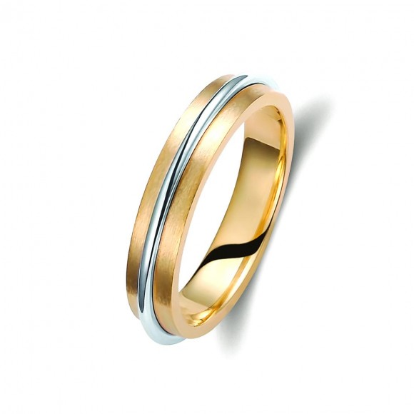 Ζευγάρι βέρες δίχρωμες χρυσό και λευκόχρυσο 14 καρατίων.Σχέδιο 210a-aa