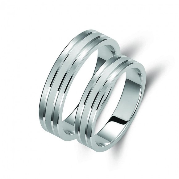 Ζευγάρι βέρες λευκόχρυσες 14 καρατίων. Σχέδιο 227b-ba