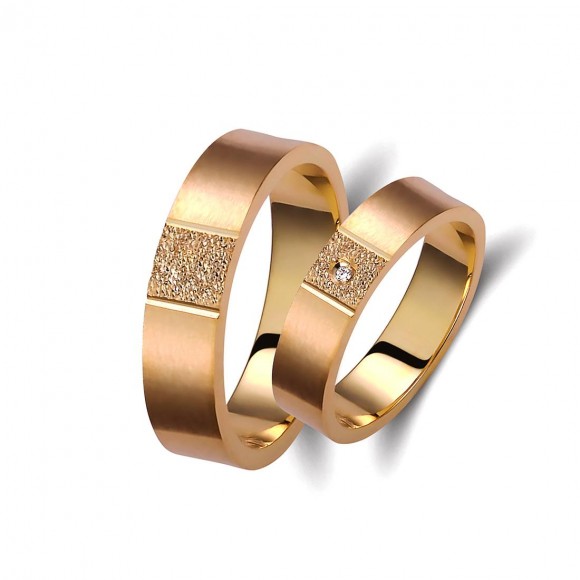 Ζευγάρι βέρες ροζ χρυσό 14 καρατίων. Σχέδιο 241p-pa 