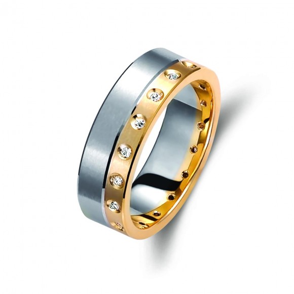 Ζευγάρι βέρες δίχρωμες χρυσό και λευκόχρυσο 14 καρατίων.Σχέδιο 248a-aa