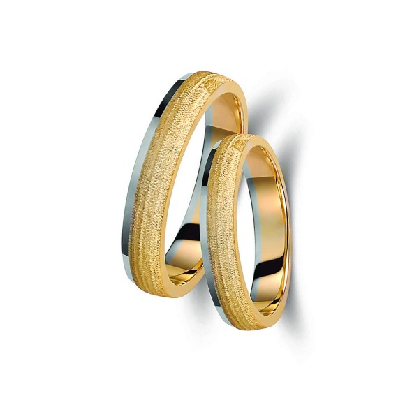 Ζευγάρι βέρες δίχρωμες χρυσό και λευκόχρυσο 14 καρατίων.Σχέδιο 264a-aa 