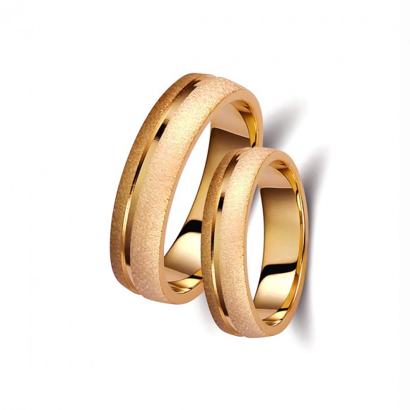 Ζευγάρι βέρες ροζ χρυσό 14 καρατίων. Σχέδιο 265p-pa