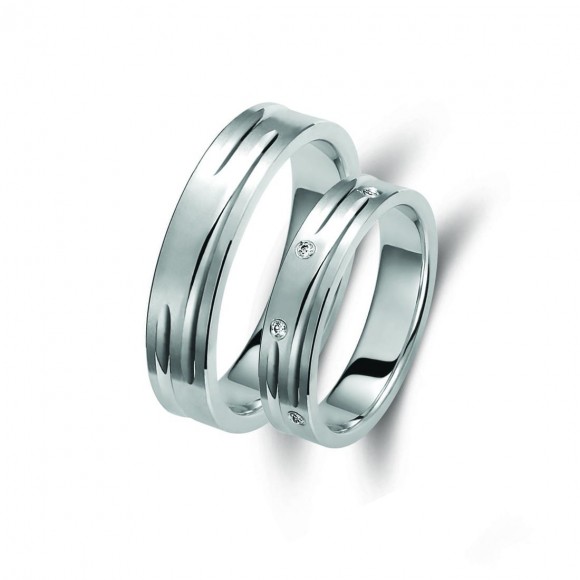 Ζευγάρι βέρες λευκόχρυσες 14 καρατίων. Σχέδιο 293b-ba 